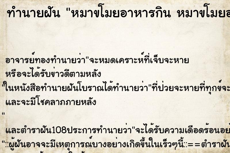 ทำนายฝัน หมาขโมยอาหารกิน หมาขโมยอาหารกิน ทำนายฝัน หมาขโมยอาหารกิน หมาขโมยอาหารกิน